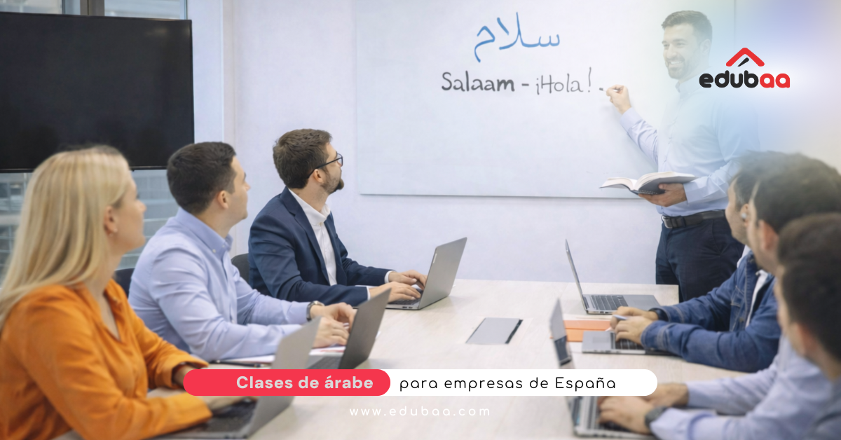 Profesor de árabe de Edubaa haciendo formación bonificada de idiomas a trabajadores de una empresa de Madrid España.