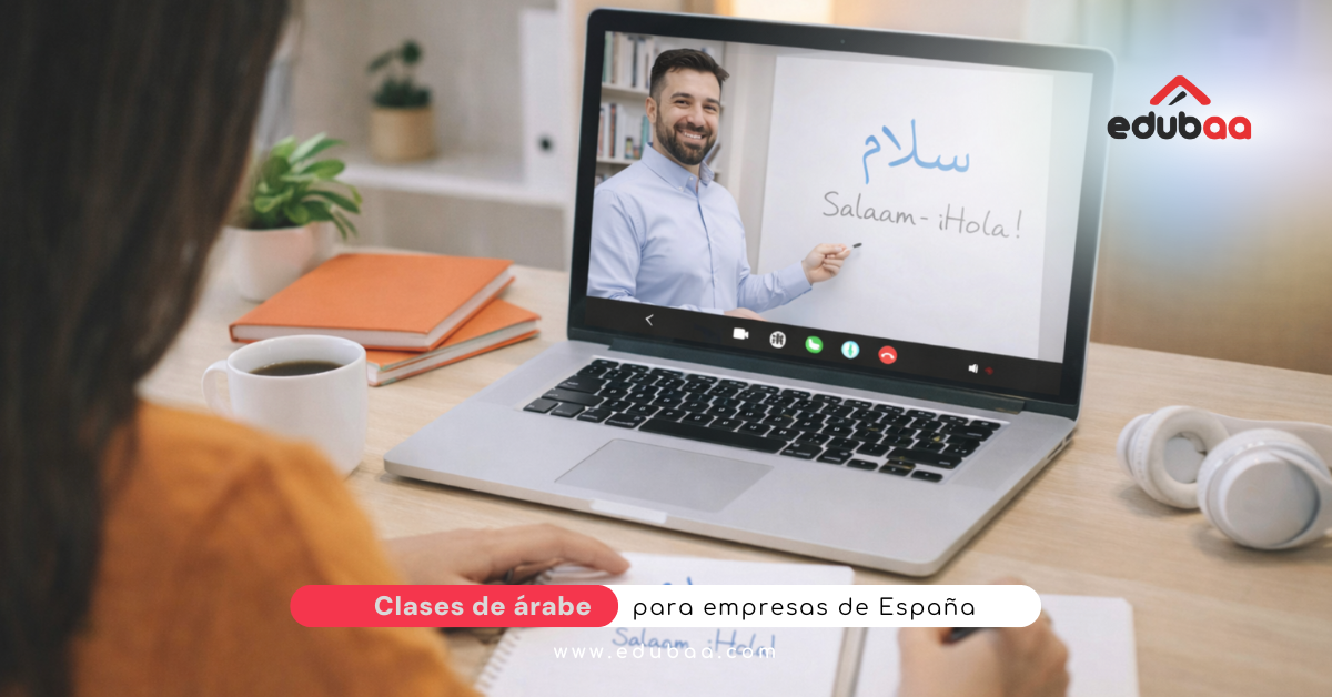 Profesor de árabe de Edubaa impartiendo formación bonificada online de idiomas a trabajadores de una empresa en Madrid